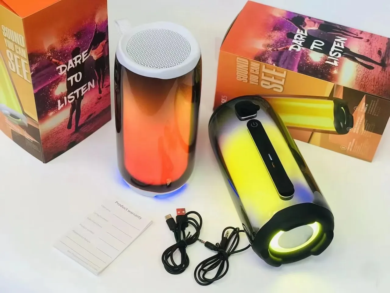 JBL White Gray Cylindrical Transparent-Shell Portable Speaker 6