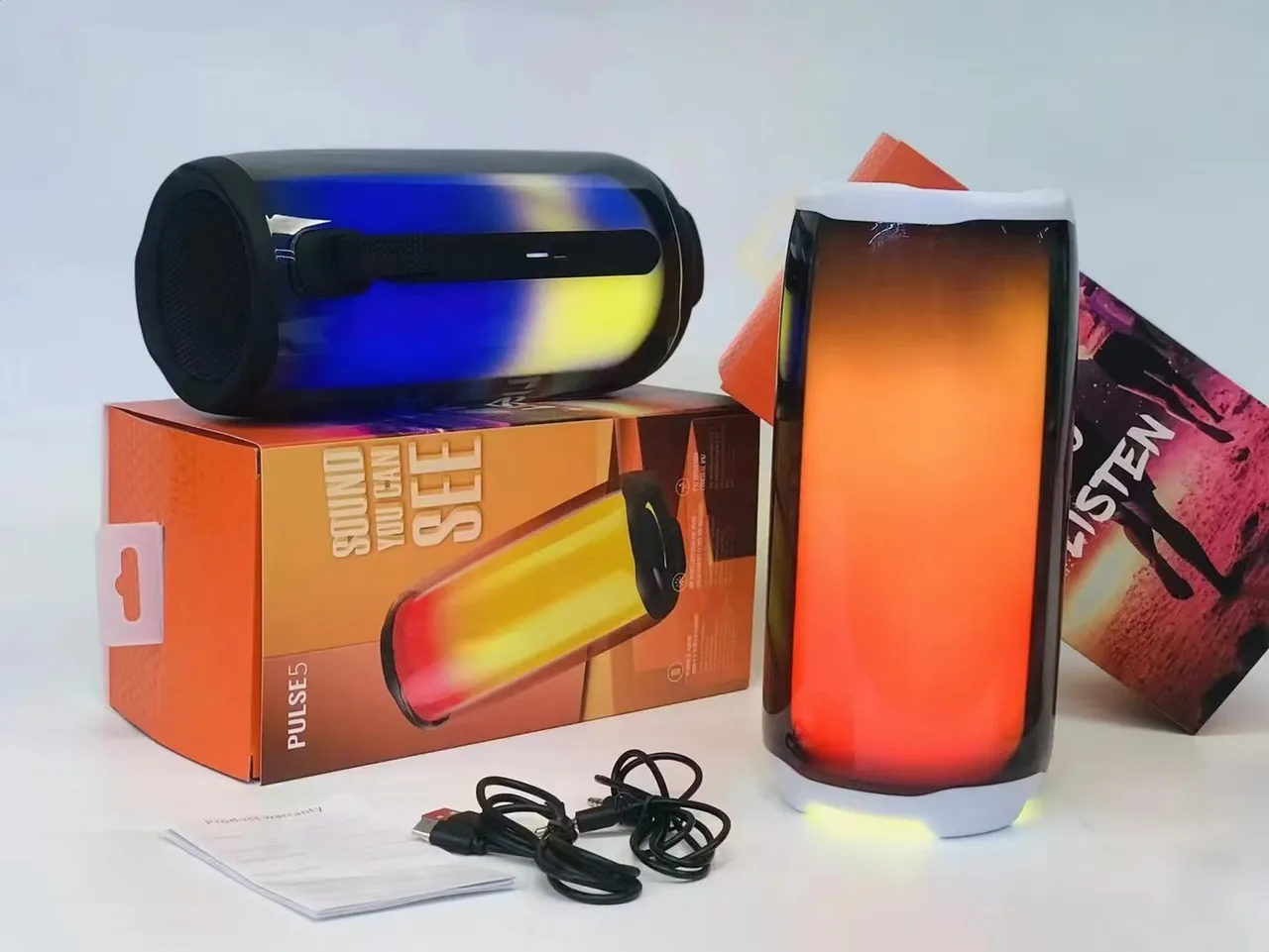 JBL White Gray Cylindrical Transparent-Shell Portable Speaker 8