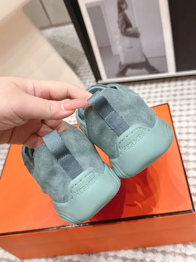 Jil Sander Perforated Suede Teal Lifestyle Sneakers 4