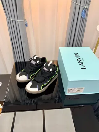 Lanvin Black Multicolor Laceless Strap Closure Neon Green Piping Lifestyle Sneakers 9