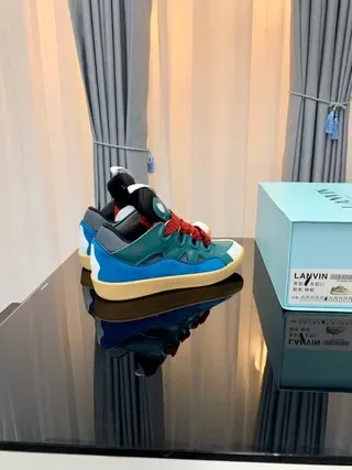 Lanvin Blue Red Layered Multi-Color Upper Textured Laces Sneakers 6