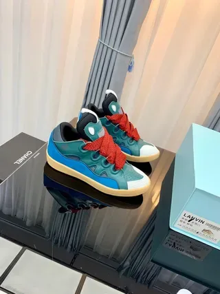 Lanvin Blue Red Layered Multi-Color Upper Textured Laces Sneakers 8