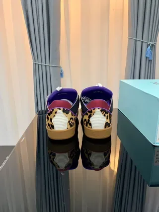 Lanvin Run-Through Leopard Print Color-Block Lifestyle Sneakers 6