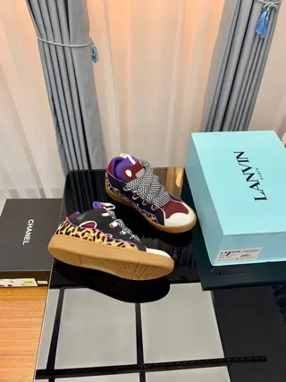 Lanvin Run-Through Leopard Print Color-Block Lifestyle Sneakers 8