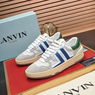 Lanvin White Blue Layered Mesh And Suede Upper Contrasting Side Stripes Lifestyle Sneakers