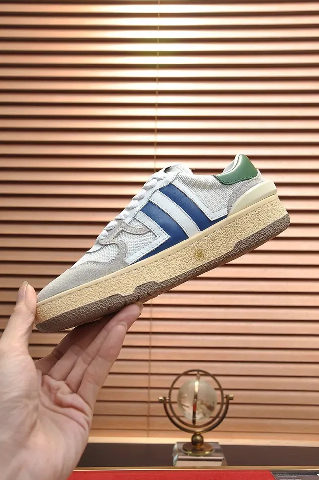 Lanvin Branco Azul Camada Malha E Camurça Superior Faixas Laterais Contrastantes Tênis Lifestyle 6