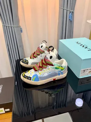 Lanvin White Multicolor High-Top Painted Upper Lifestyle Sneakers 6
