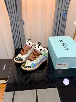 Lanvin White Multicolor High-Top Painted Upper Lifestyle Sneakers 7
