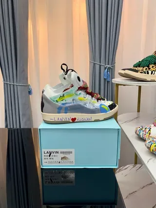 Lanvin White Multicolor High-Top Painted Upper Lifestyle Sneakers 9