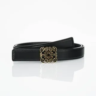 Loewe Anagram Belt Cinturón negro dorado hebilla estrecha de cuero