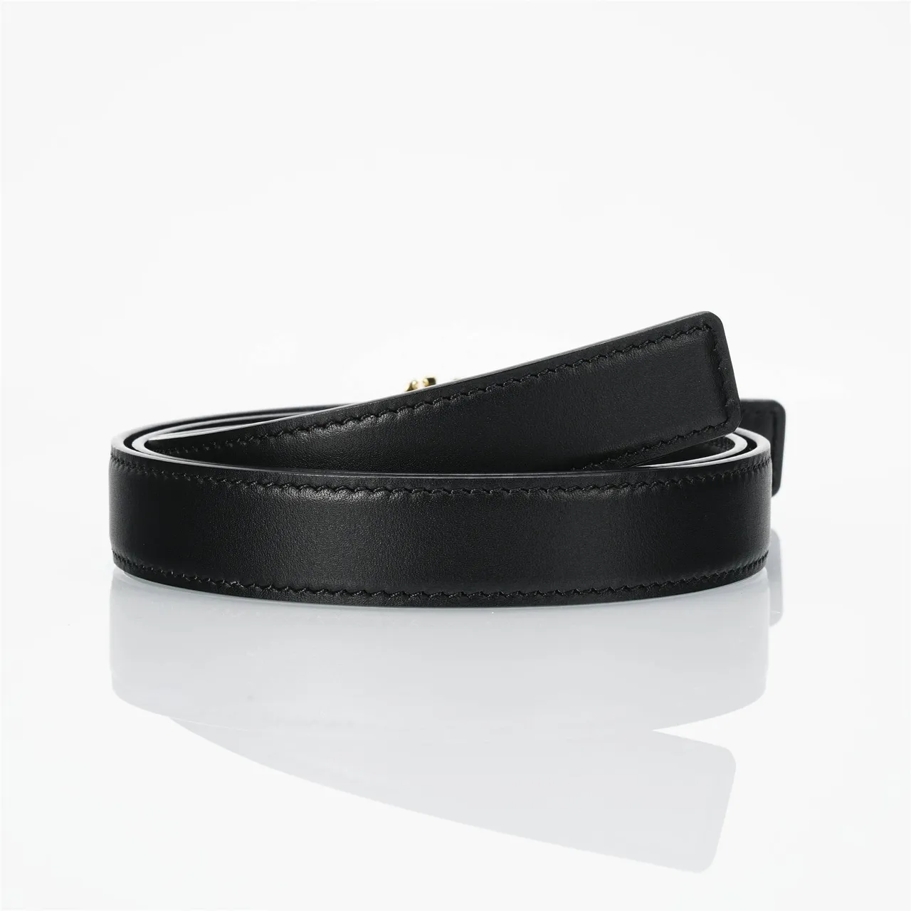 Loewe Anagram Belt Ceinture noir or boucle fine cuir 5