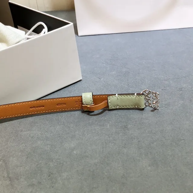 Loewe Anagram Belt cinturón de cuero de dos tonos verde menta 2