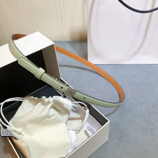 Loewe Anagram Belt cinturón de cuero de dos tonos verde menta 3
