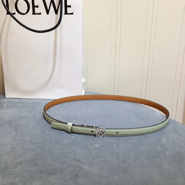 Loewe Anagram Belt cinturón de cuero de dos tonos verde menta 6