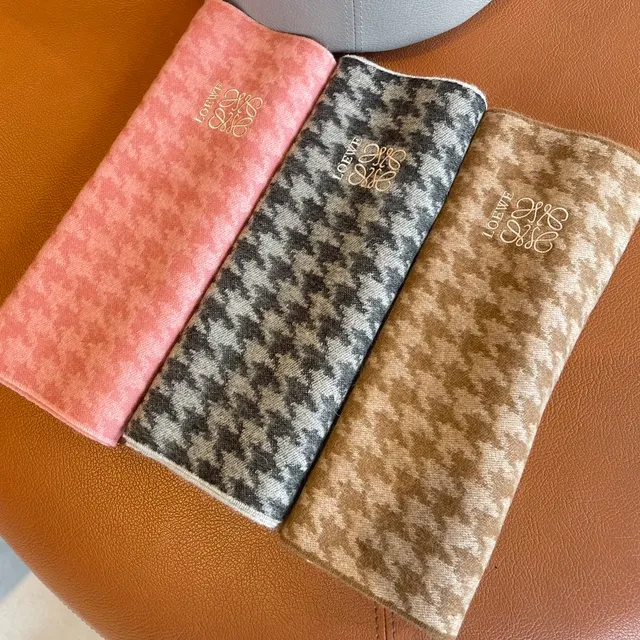 Loewe Anagram Jacquard Beige and Brown Cashmere Scarf 3