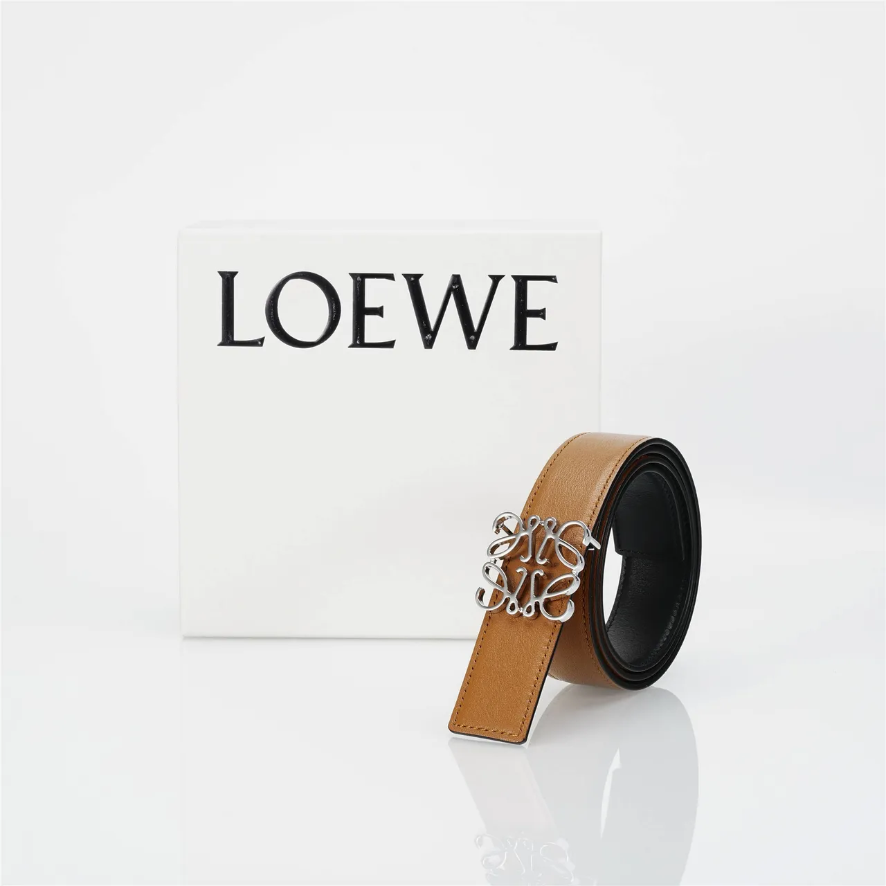Loewe Anagram Tan Leather Belt 3