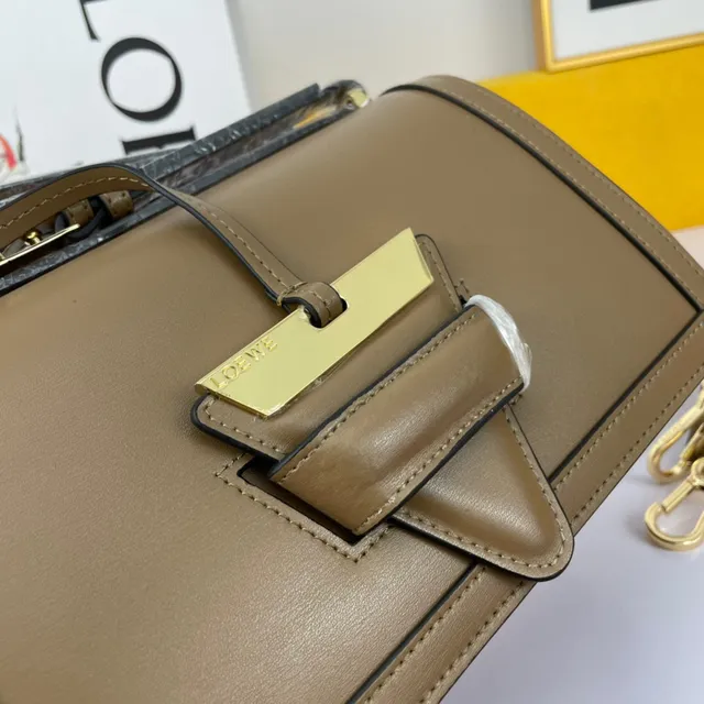Loewe Gate Black Gold Structured Leather Hardware Handbag 6