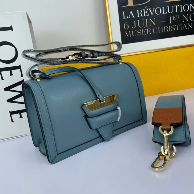 Loewe Gate Black Gold Structured Leather Hardware Handbag 24