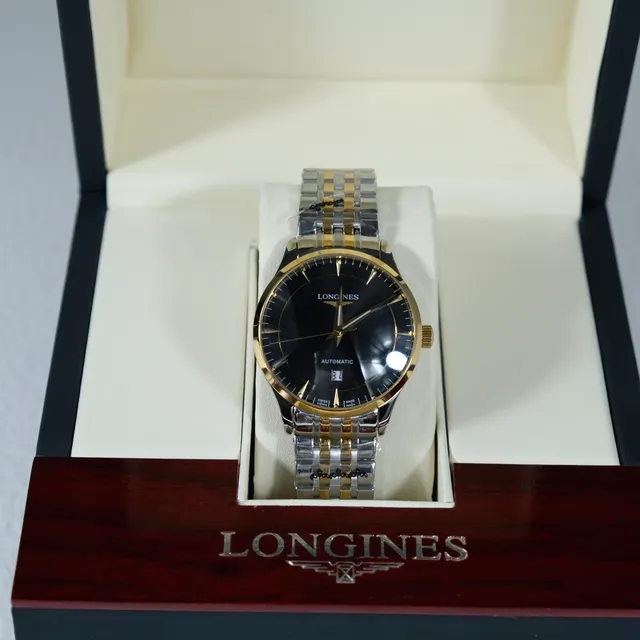 Longines Automatique Bi-Tons Acier Inoxydable et Doré Cadran Noir Montre Mécanique 3