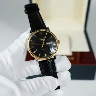 Longines Black Gold Case Diamond Hour Markers Mechanical Watch