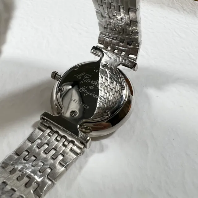 Longines Blue Silver Round Case Sunburst Dial Quartz Watch 4