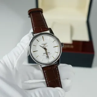 Longines Flagship Automatic White Dial Brown Leather Strap Mechanical Watch