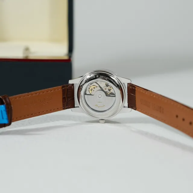 Longines Flagship Automático Esfera Branca Cinto de Couro Marrom Relógio Mecânico 5