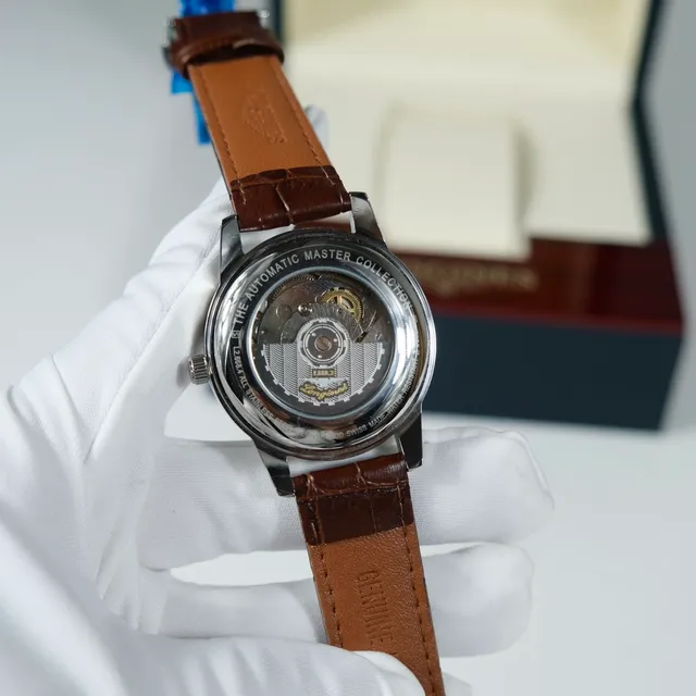 Longines Flagship Automático Esfera Branca Cinto de Couro Marrom Relógio Mecânico 7