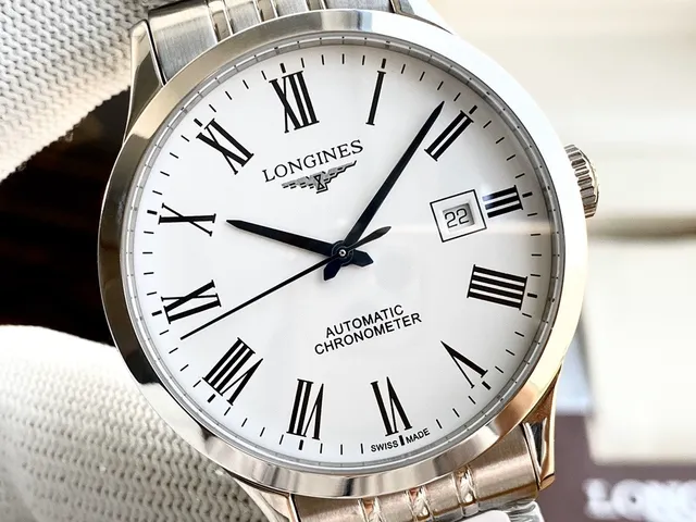 Longines Master Collection Silver Blue Stainless Steel Bracelet White Dial Mechanical Watch 9