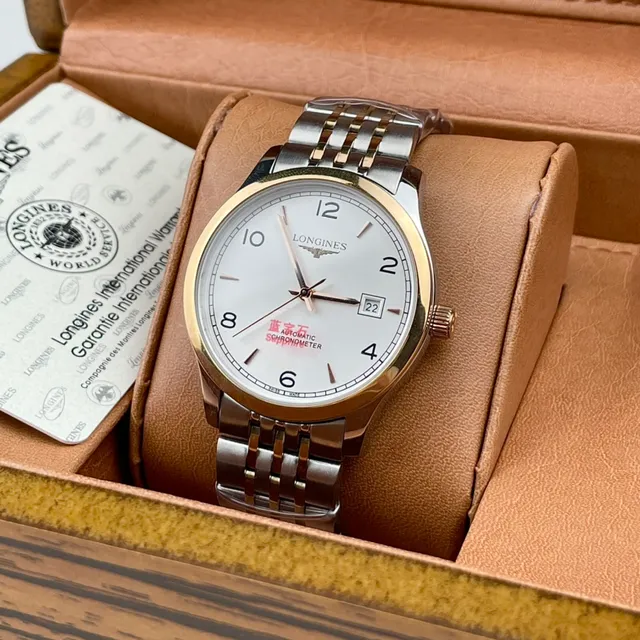 Longines Silver Gold Two-Tone Stainless Steel White Dial Mechanical Watch 2