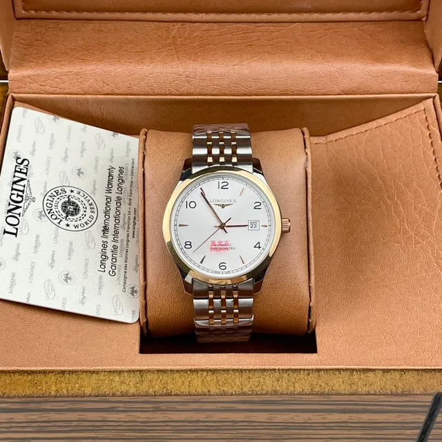 Longines Silver Gold Two-Tone Stainless Steel White Dial Mechanical Watch 3