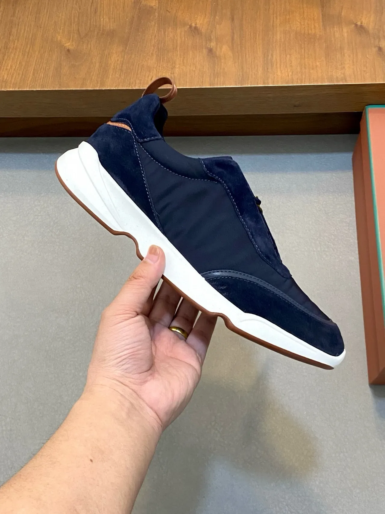 Loro Piana Navy daim Slip-On Lifestyle Sneakers 4