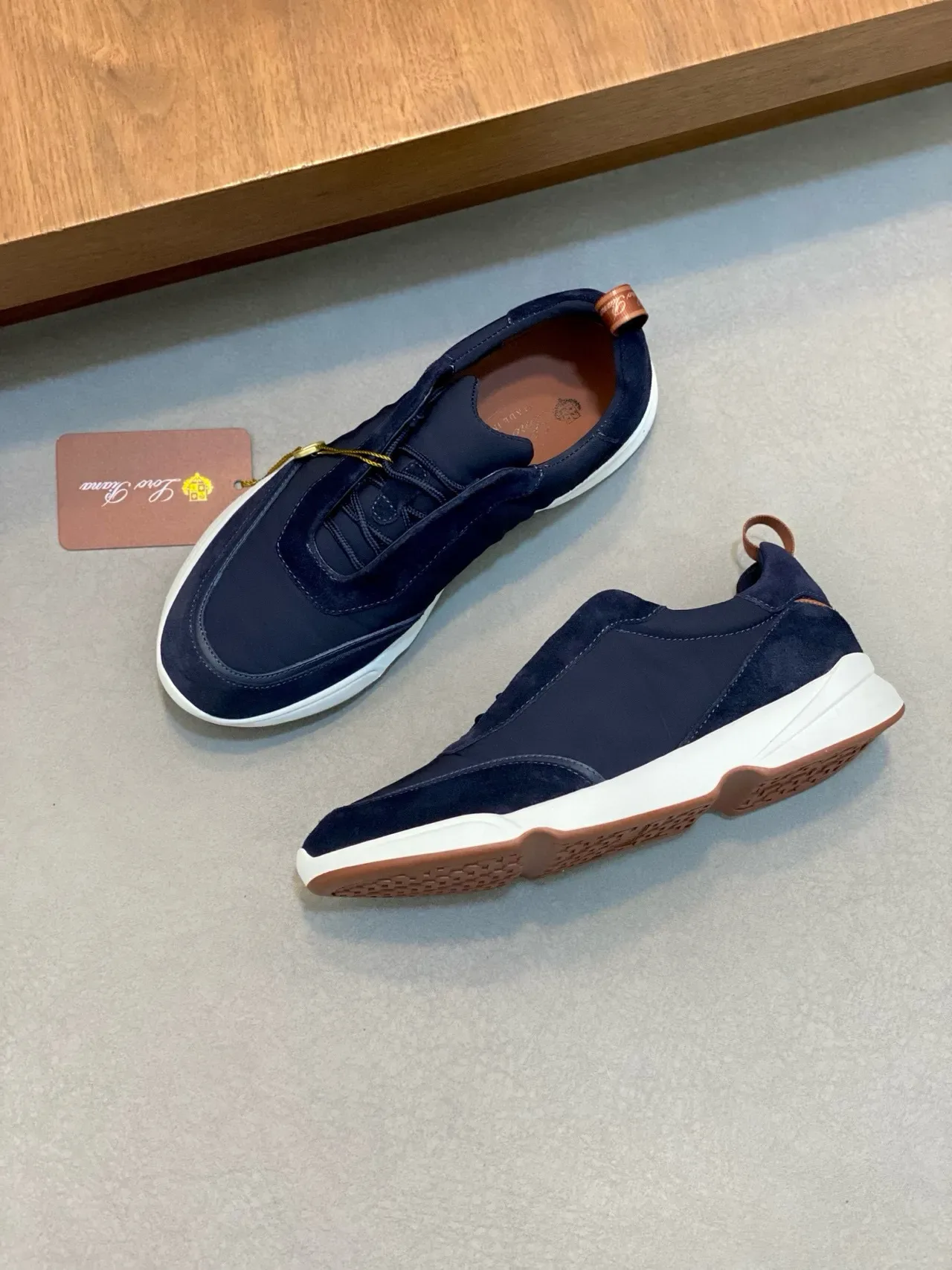 Loro Piana Navy daim Slip-On Lifestyle Sneakers 5