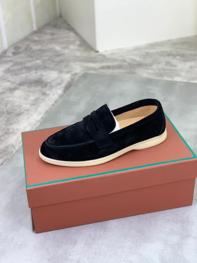 Loro Piana Penny Loafer Black Beige Suede Strap Loafer 4