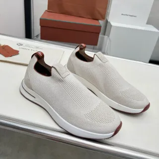 Loro Piana Summer Walk Off-White Knit Slip-On Lifestyle Sneakers