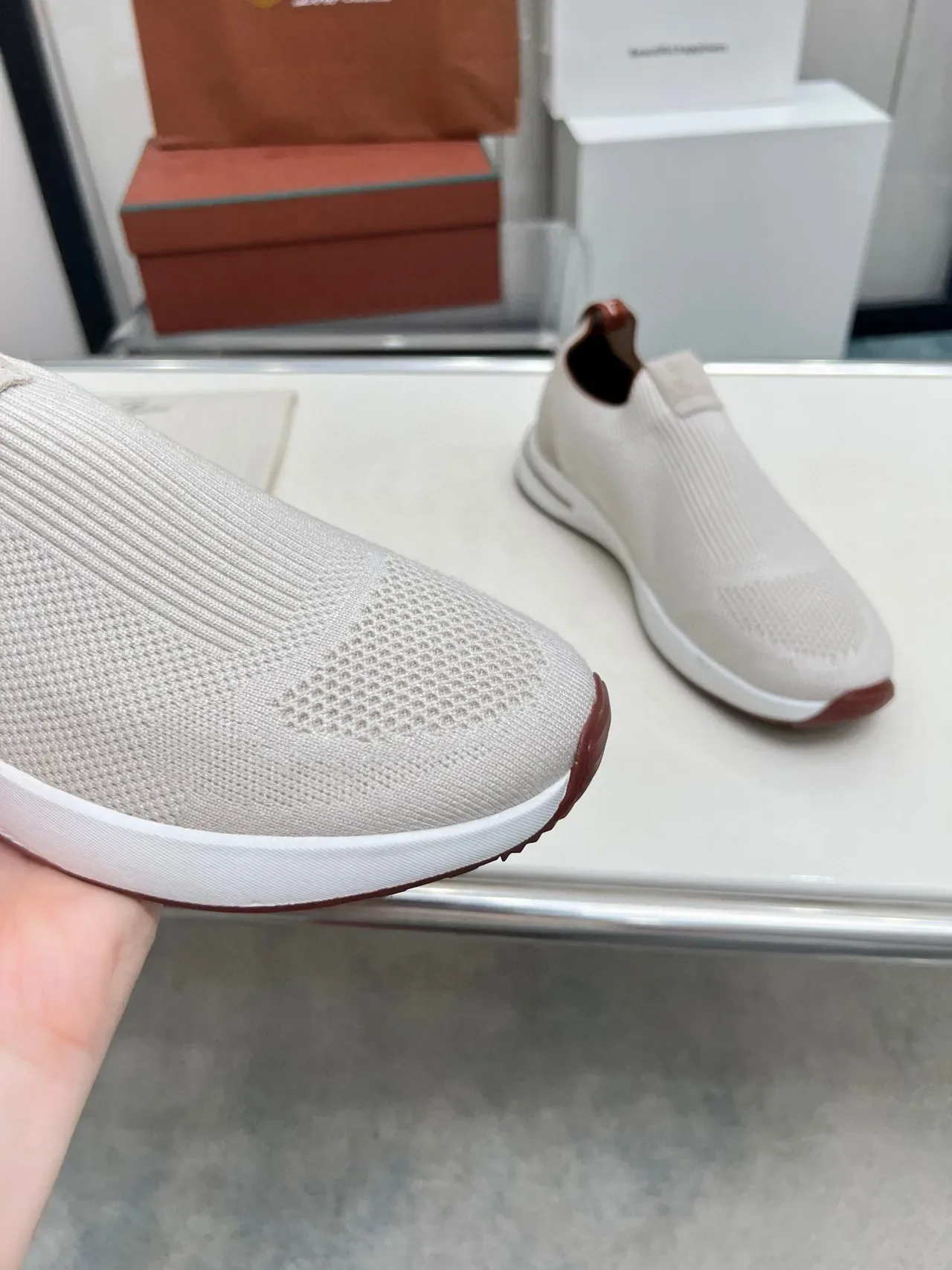 Loro Piana Summer Walk Off-White en Tricot Slip-On Chaussures Lifestyle 5