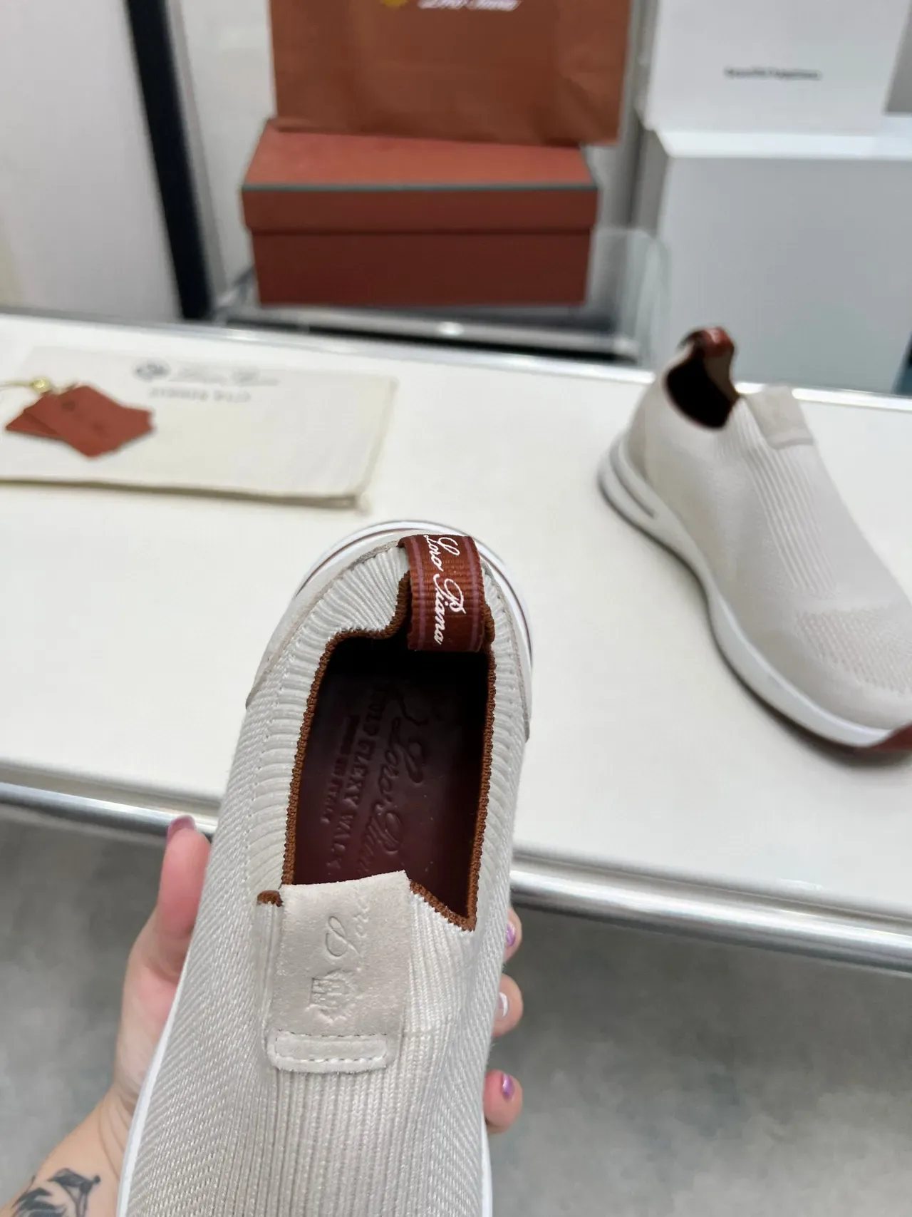Loro Piana Summer Walk Off-White en Tricot Slip-On Chaussures Lifestyle 6