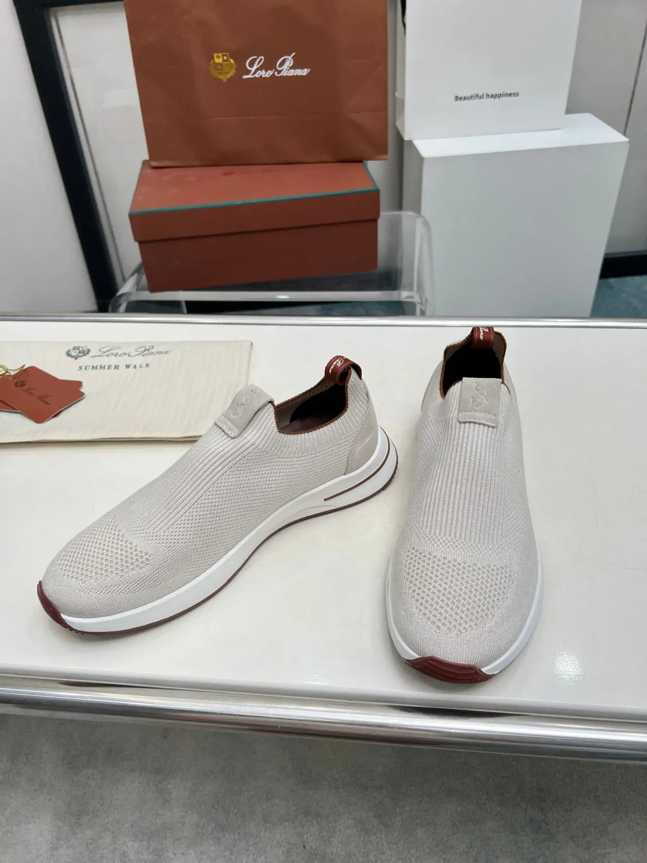 Loro Piana Summer Walk Off-White en Tricot Slip-On Chaussures Lifestyle 7
