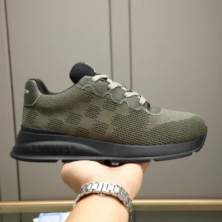 Louis Vuitton Army Green Black Knit Upper Sculpted Sole Lifestyle Sneakers
