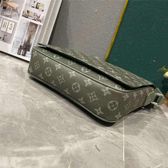 Louis Vuitton Army Green Gray Monogram-Printed Canvas Gradient Ombre Effect Crossbody Bag 16