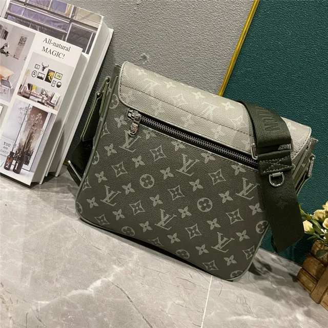 Louis Vuitton Army Green Gray Monogram-Printed Canvas Gradient Ombre Effect Crossbody Bag 17