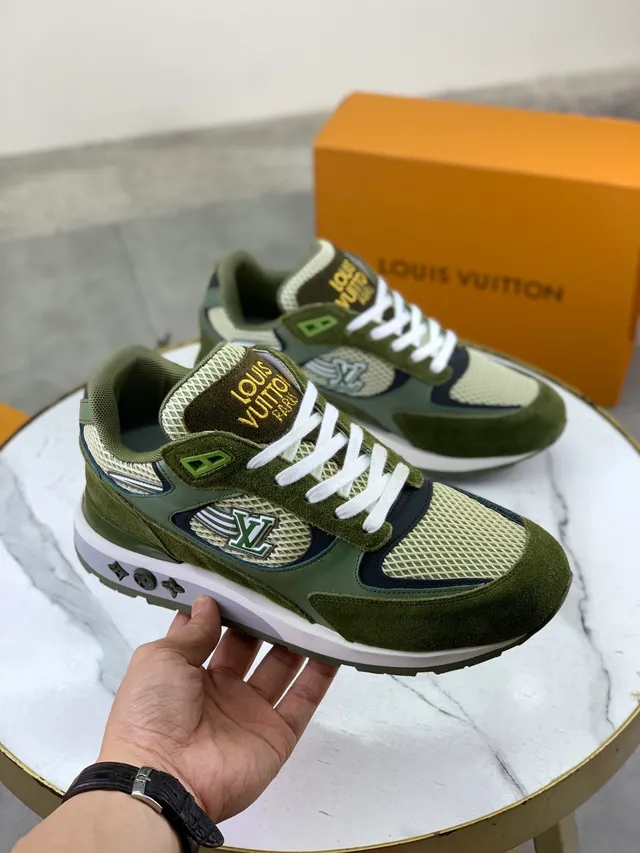 Louis Vuitton Army Green White Olive Suede And Mesh Prominent LV Monogram Side Panel Lifestyle Sneakers 5