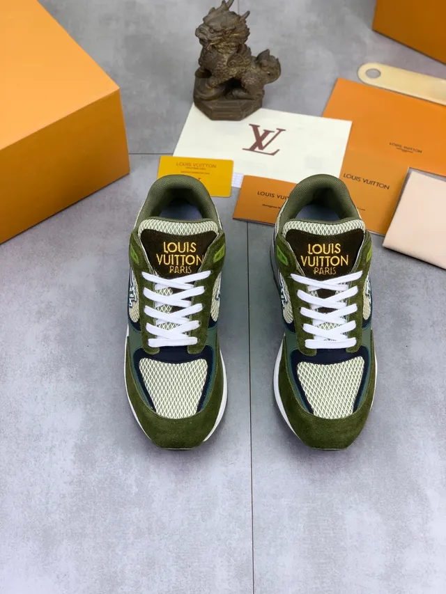 Louis Vuitton Army Green White Olive Suede And Mesh Prominent LV Monogram Side Panel Lifestyle Sneakers 6