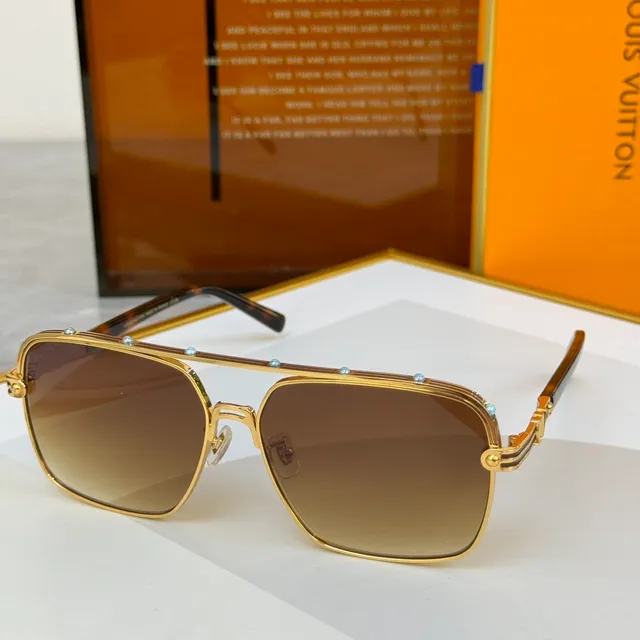 Louis Vuitton Aviator-Style Square Gradient Pink Amber Sunglasses 6