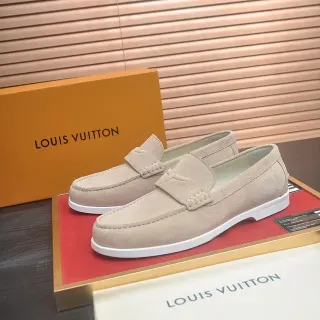 Louis Vuitton Beige Suede Knotted Strap Loafers