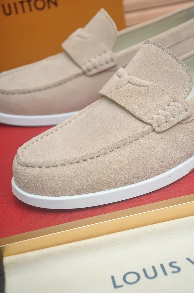 Louis Vuitton Beige Suede Knotted Strap Loafers 2