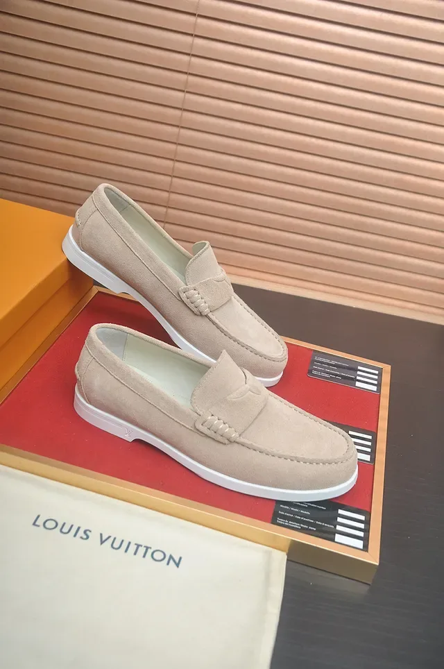 Louis Vuitton Beige Suede Knotted Strap Loafers 4