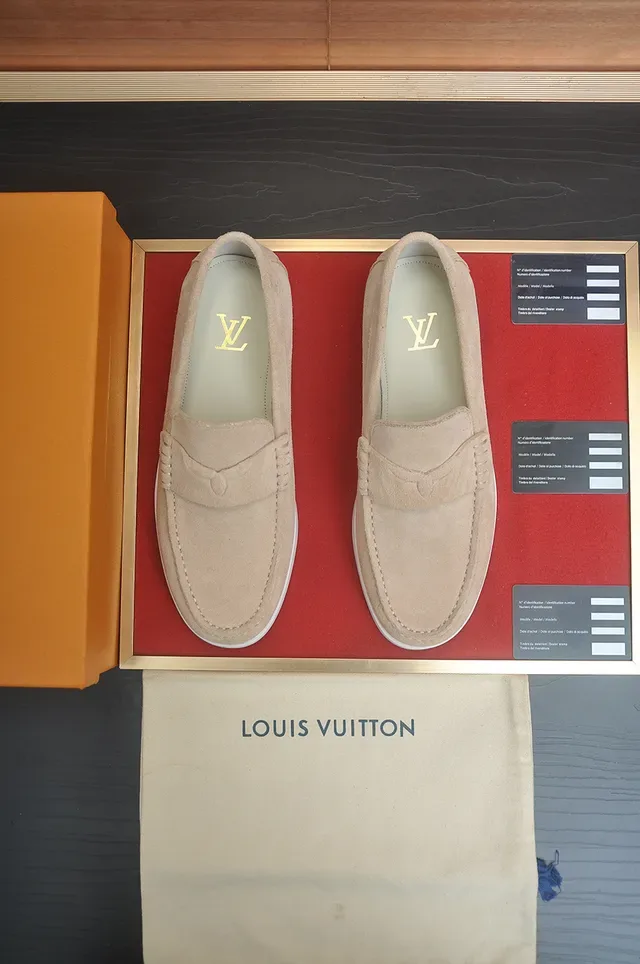 Louis Vuitton Beige Suede Knotted Strap Loafers 5