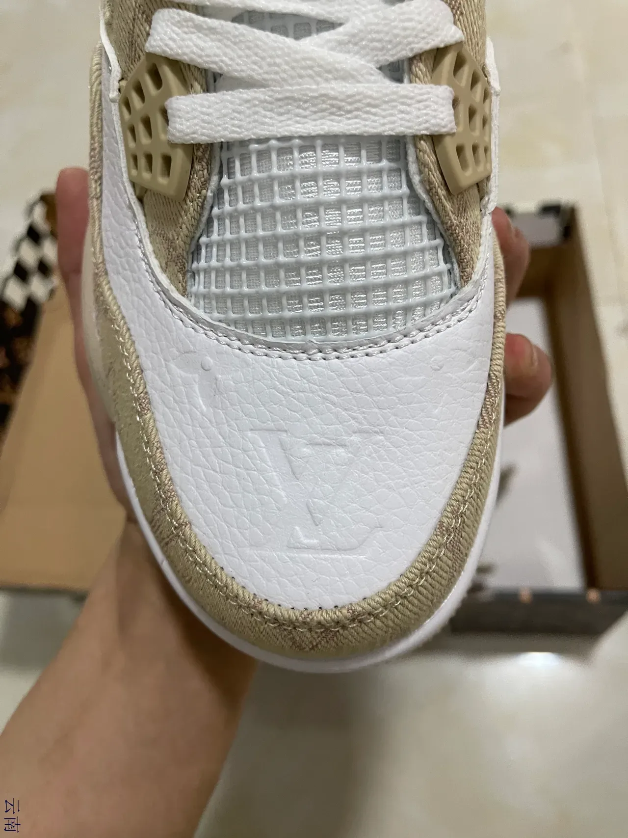Louis Vuitton Beige White Monogram Jacquard Leather Lifestyle Sneakers 3