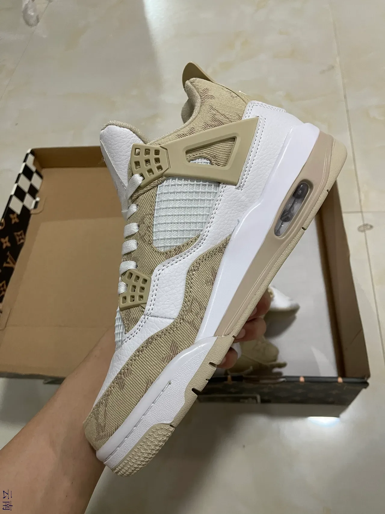 Louis Vuitton Beige White Monogram Jacquard Leather Lifestyle Sneakers 5